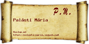 Palásti Mária névjegykártya